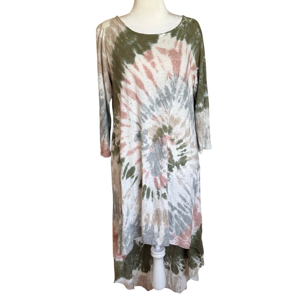 Vasna Hi-Low Dress Tie Dye Women’s Medium Mid Sleeve‎ Made in Italy Casual Boho